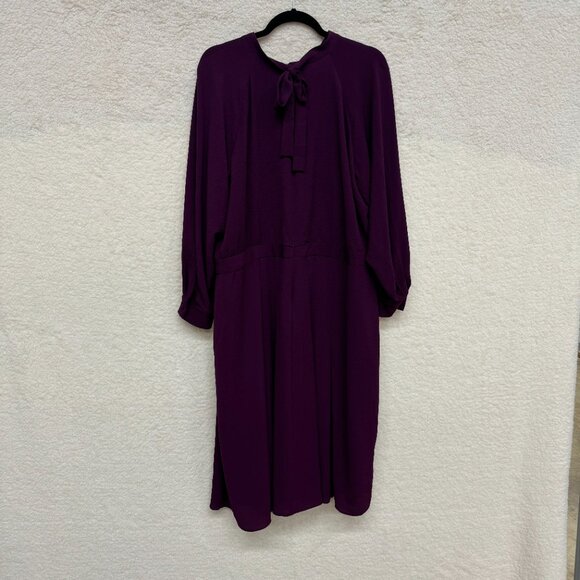 Size 20W - MAGGY LONDON Midi Long Sleeve Mock Neck Dress Lined Purple NEW no tag - Picture 4 of 10